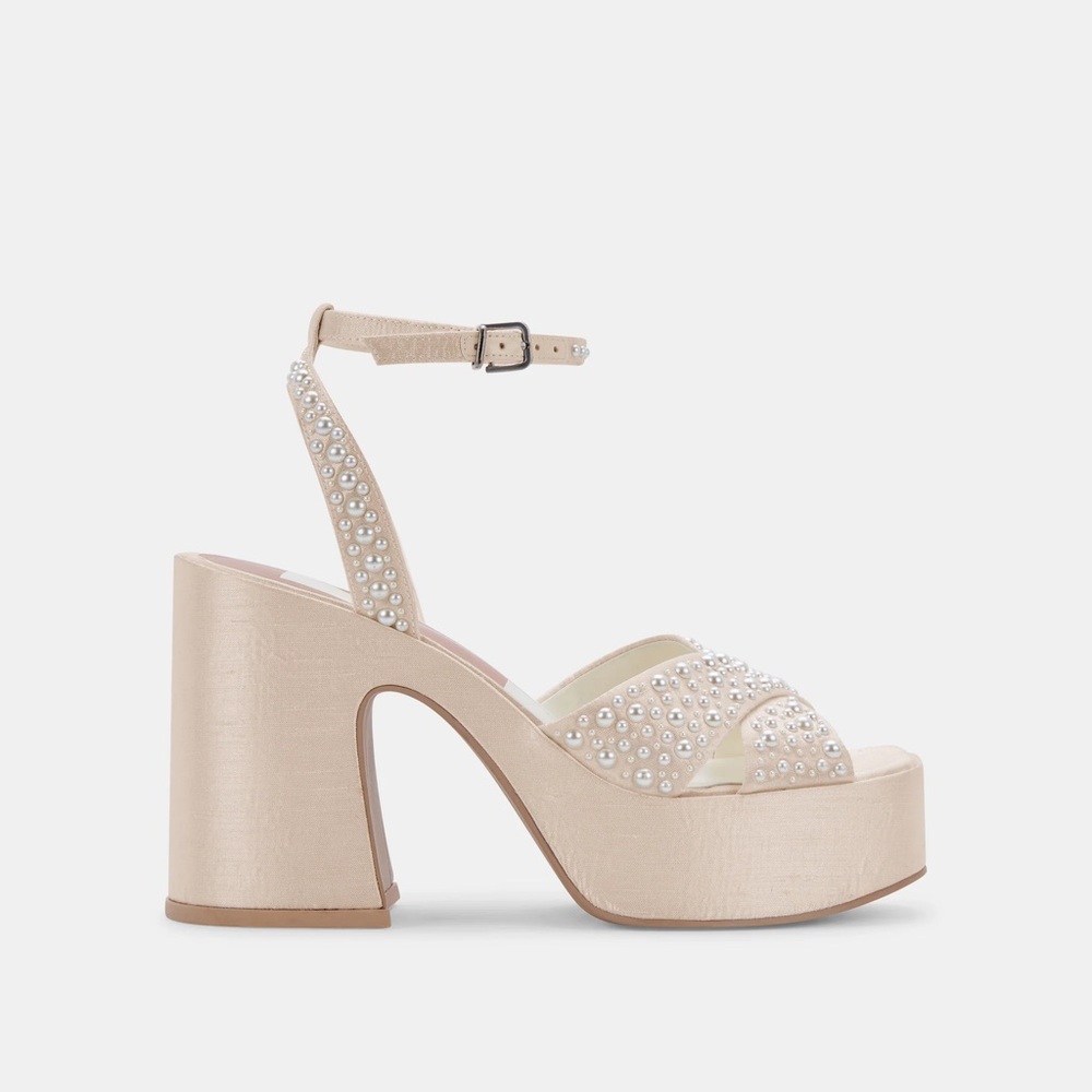 Dolce Vita Cream Pearl Platform Sandals